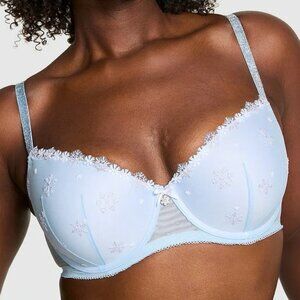 VS PINK Wink Push-Up Balconette Bra Icy Blue 34C